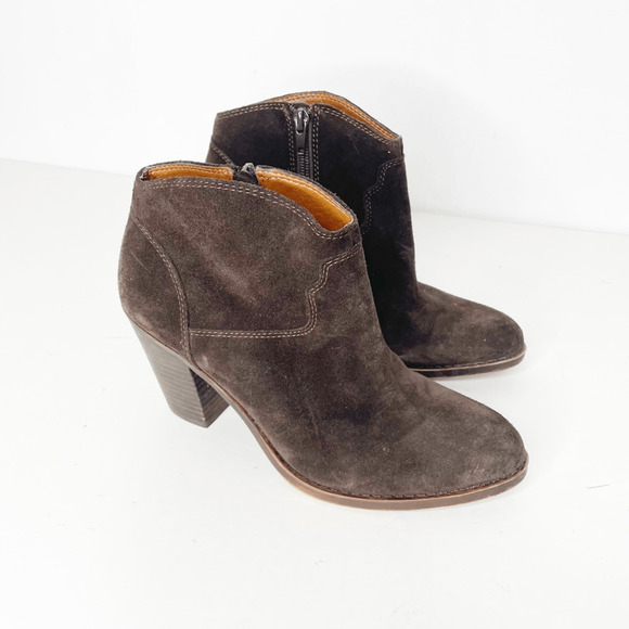 LUCKY BRAND ELLER Bootie brown Stacked heel western womens US 8 - Picture 2 of 7